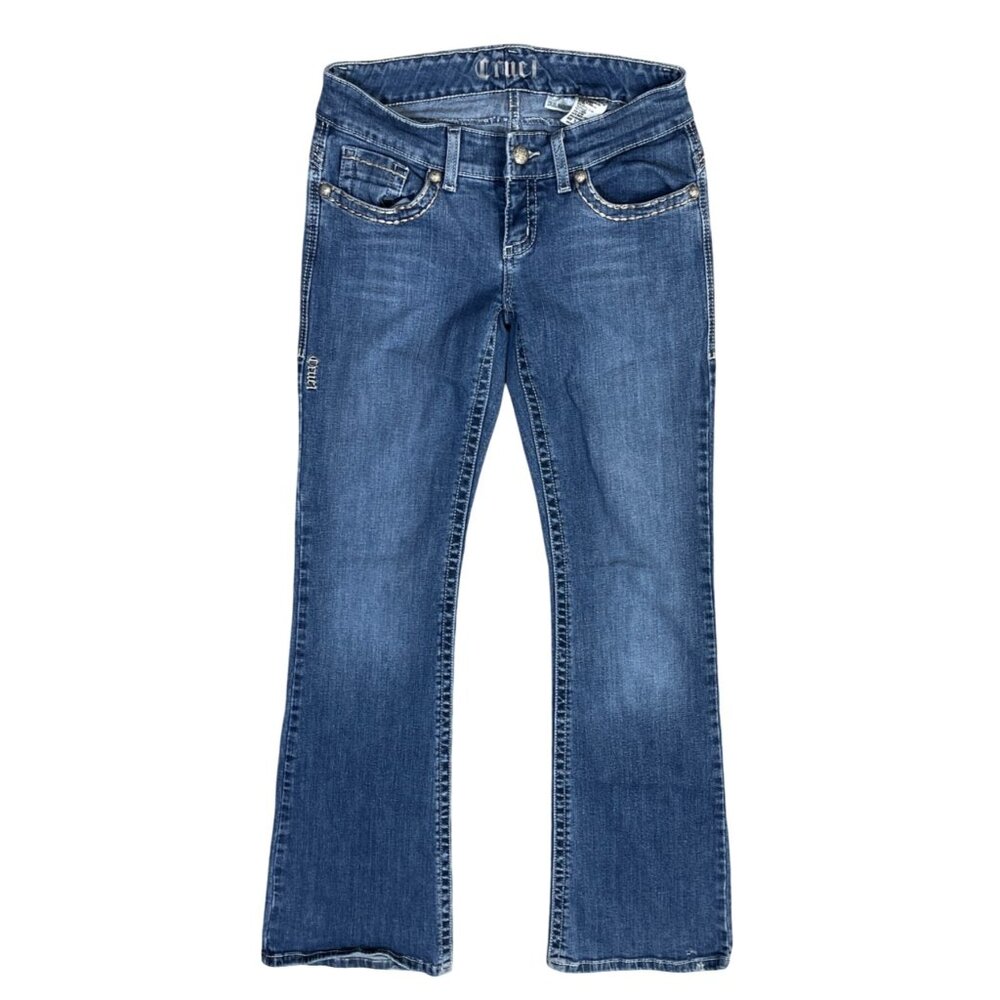 Cruel Women JR's Jeans White Stitch Pocket 7L Mackenna Low Rise